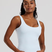 Essential Built-In Bra Scoop Back Tank | Icy Blue