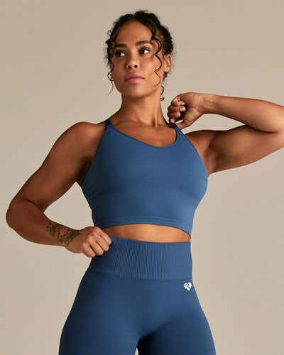 Power Seamless Built-In Bra Tank | Blueberry