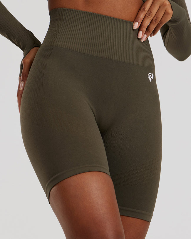 Power Seamless Cycling Shorts | Dark Olive