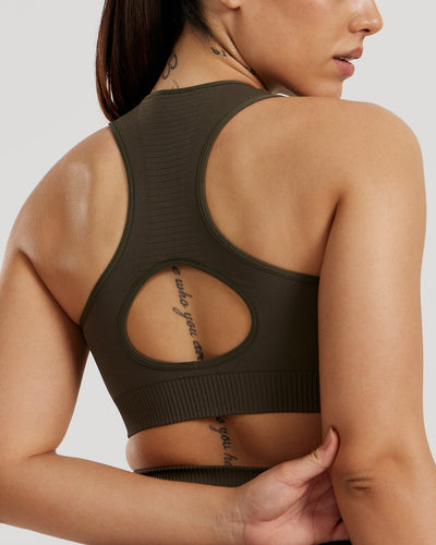 Power Seamless Sweetheart Bra | Dark Olive