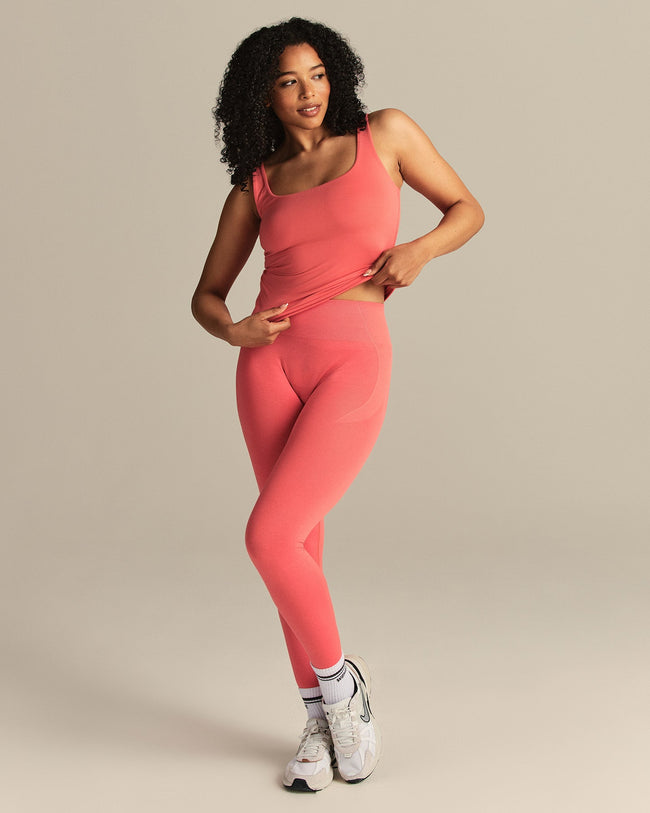 Smooth Contour Midi Square Neck Tank | Sunlit Coral
