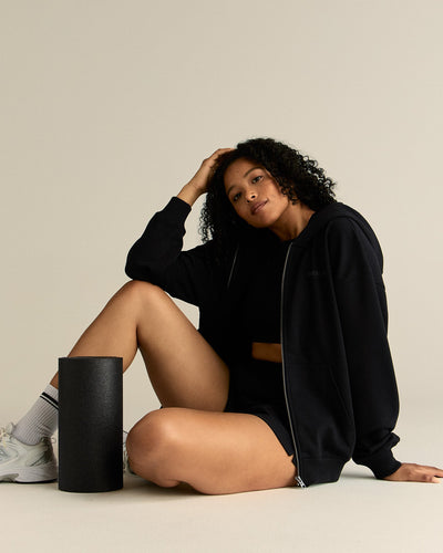 Comfort Lightweight Oversized Zip Up Hoodie | Black