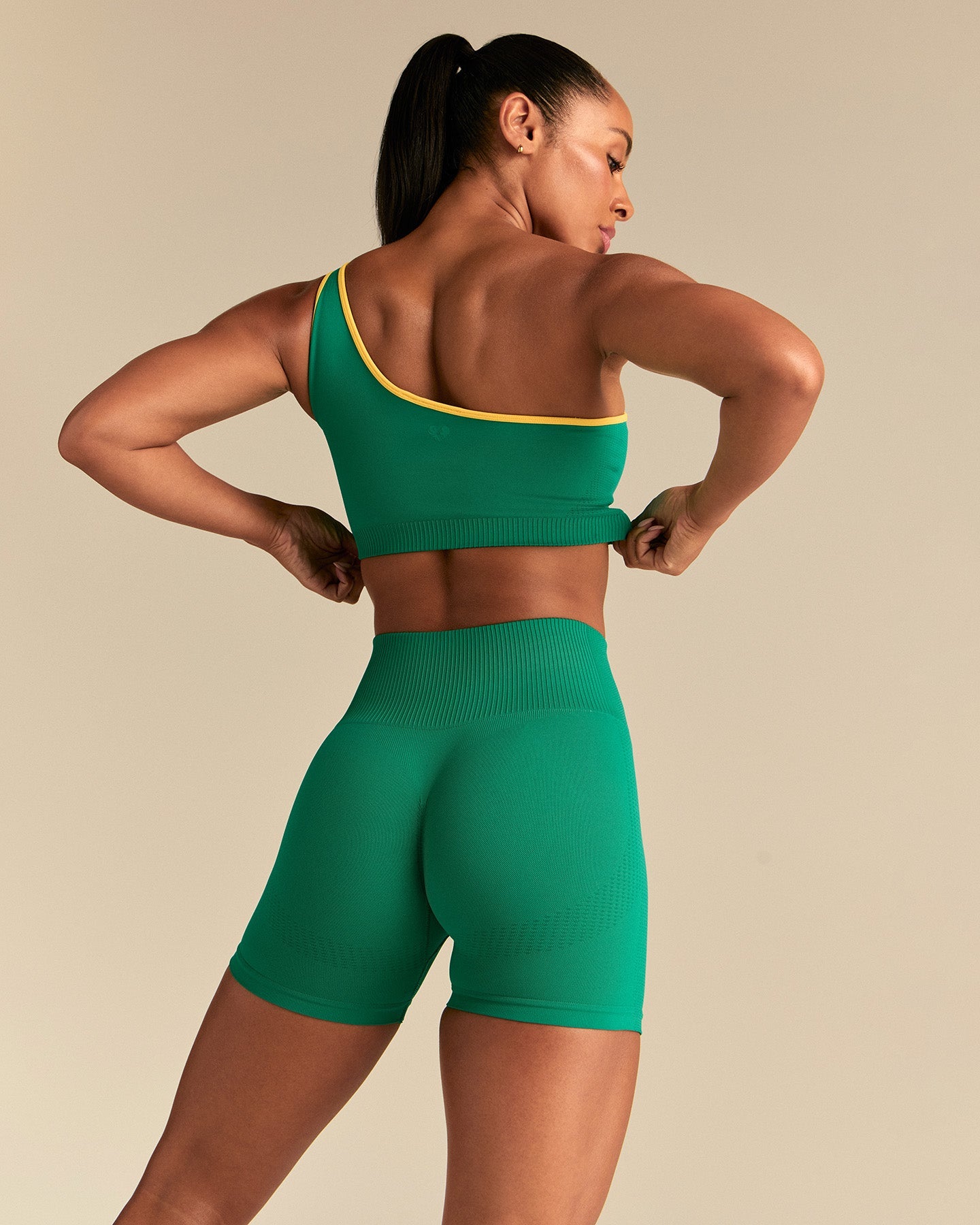 Power Seamless One Shoulder Bra | Amazonia Green