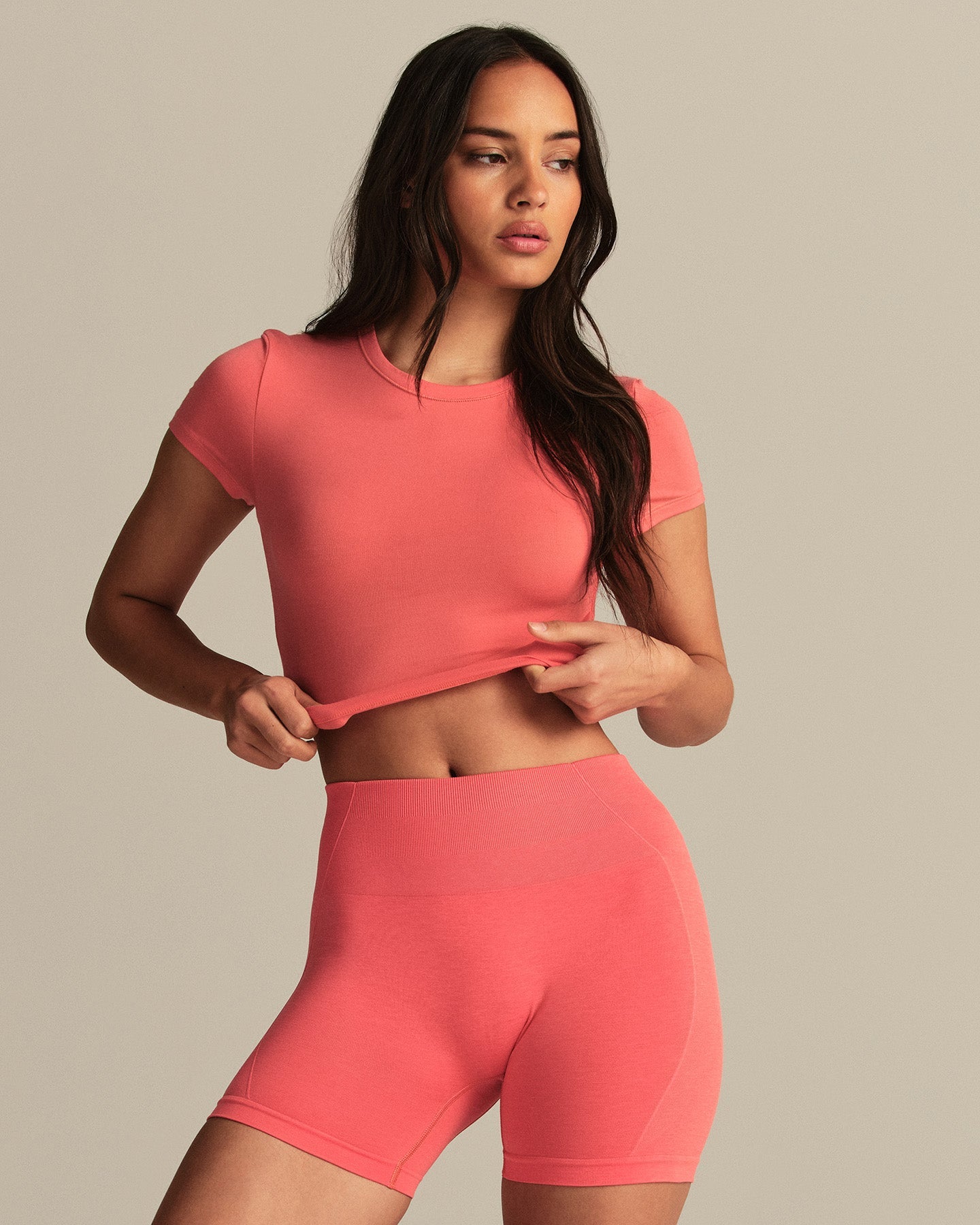 Smooth Contour Cropped Short Sleeve T-Shirt | Sunlit Coral