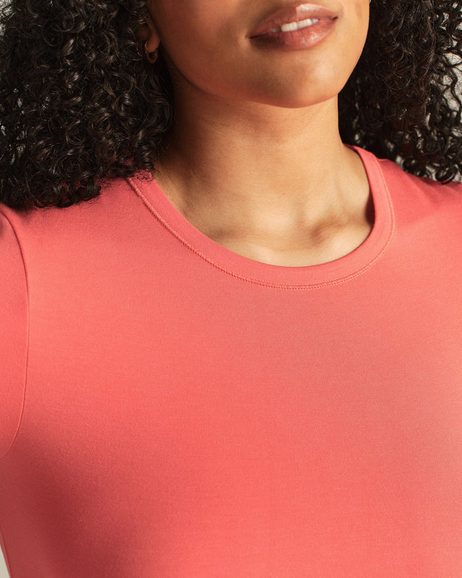 Smooth Contour Midi Short Sleeve T-Shirt | Sunlit Coral