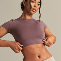 Smooth Contour Cropped Short Sleeve T-Shirt | Deep Mocha