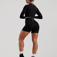 Essential Long Sleeve Crop Top | Black