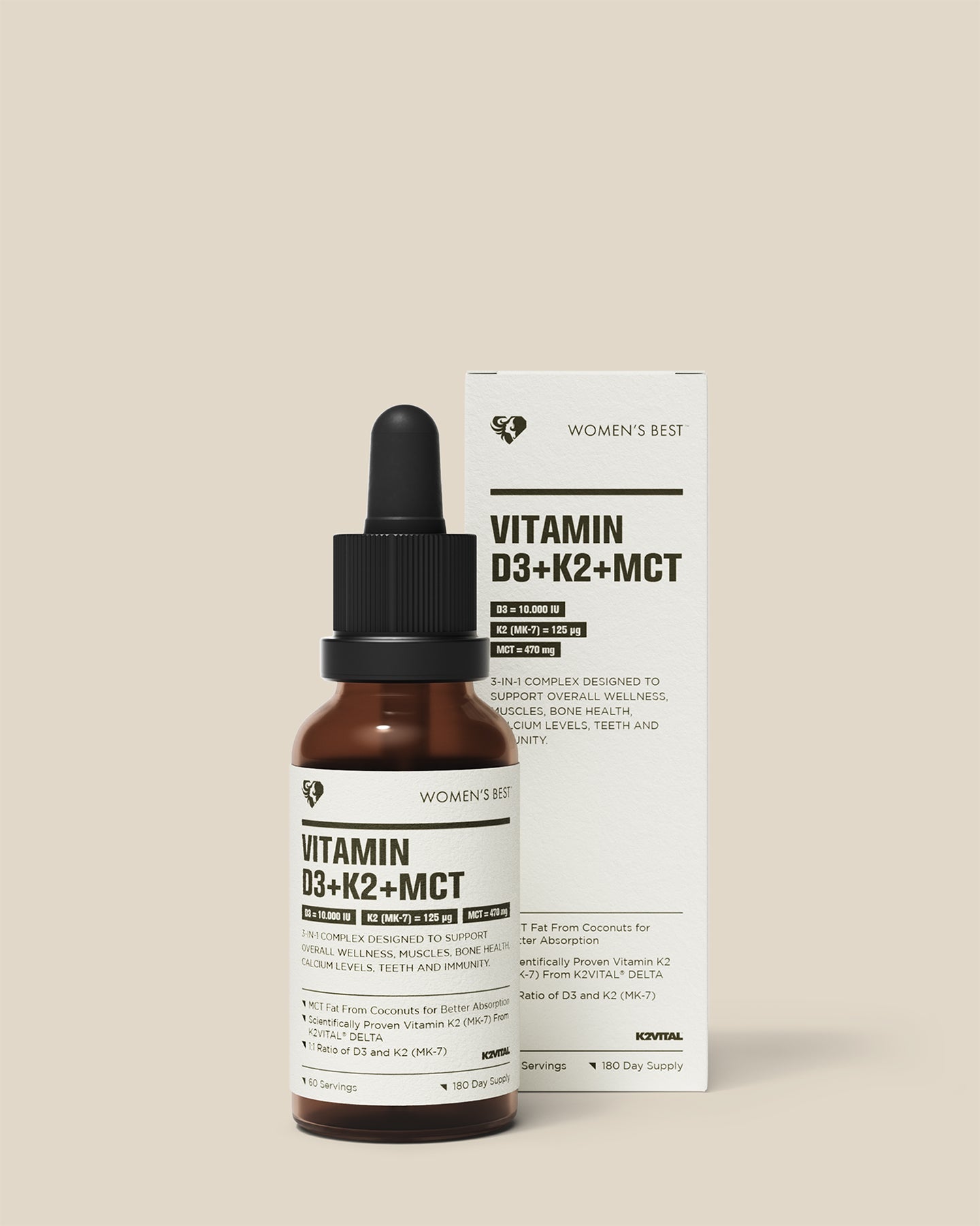 Vitamin D3 + K2 + MCT 10000IU Liquid Drops