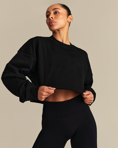 Comfort Lightweight Cropped Sweat | Black