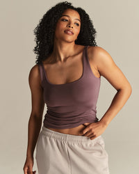 Smooth Contour Midi Square Neck Tank | Deep Mocha