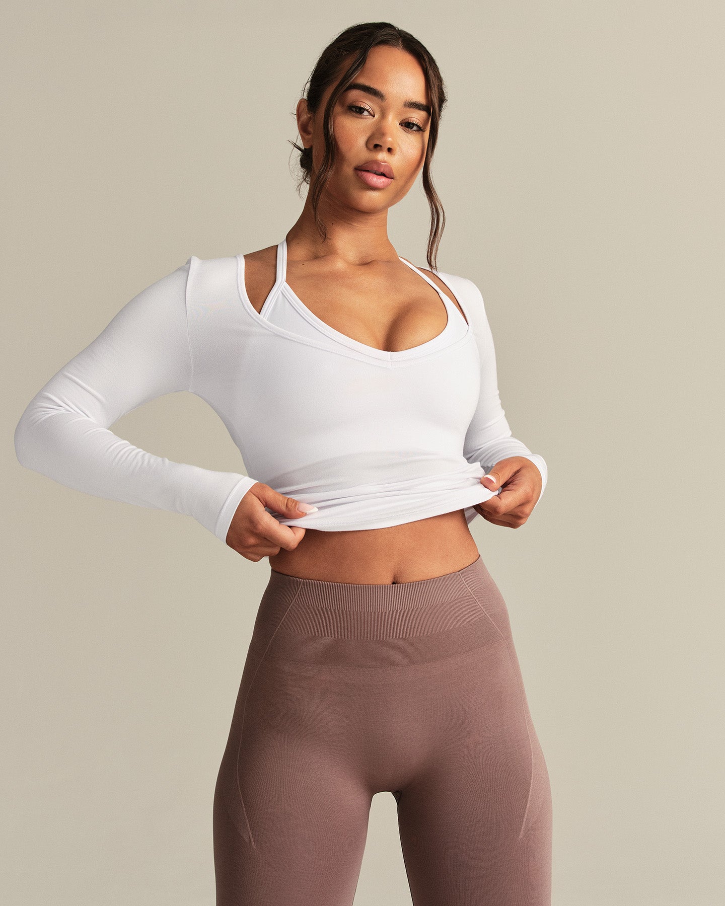 Smooth Contour Long Sleeve Reversible T-Shirt | White