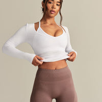 Smooth Contour Long Sleeve Reversible T-Shirt | White