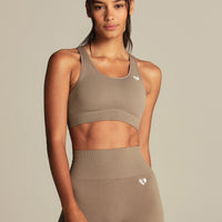 Power Seamless Adjustable Sports Bra | Taupe Grey