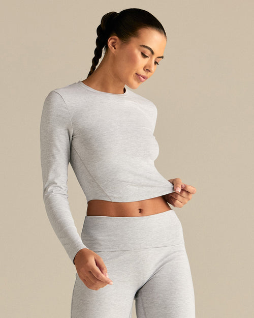 Cotton Contour Long Sleeve T-Shirt | Grey Marl