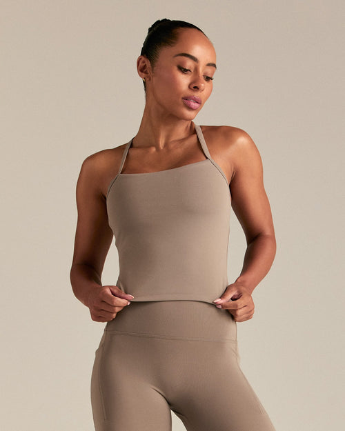 Essential Built-In Bra Midi Tank | Taupe Grey