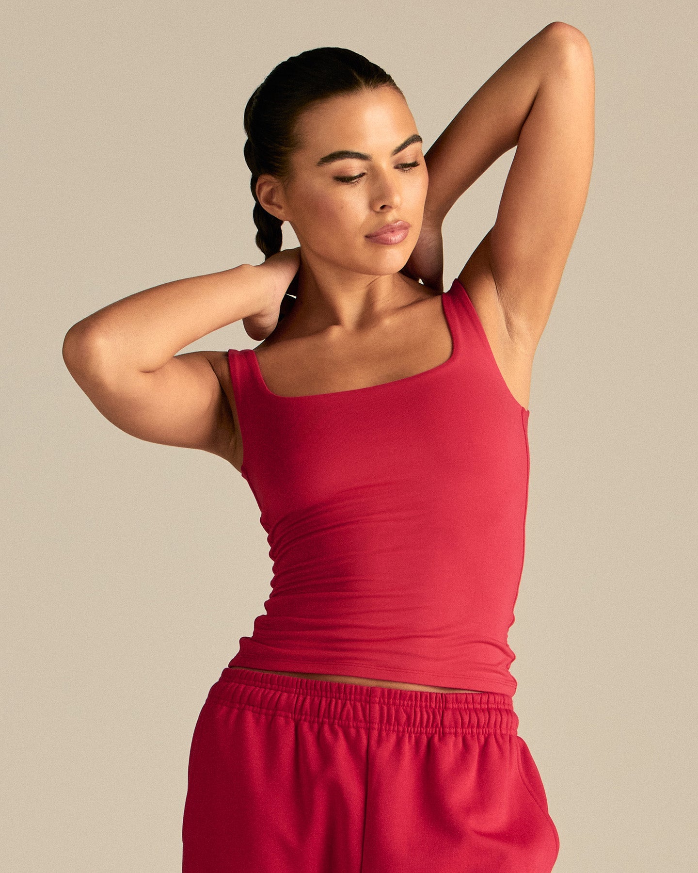 Smooth Contour Midi Square Neck Tank | Candy Apple