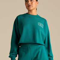 Comfort Lightweight Raw Edge Oversized Crew Neck | Eden Green