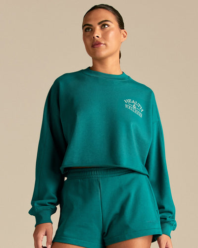 Comfort Lightweight Raw Edge Oversized Crew Neck | Eden Green