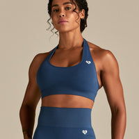 Power Seamless Halter Neck Bra | Blueberry