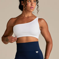 Power Seamless One Shoulder Bra | White