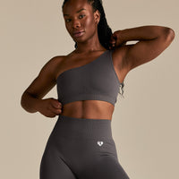 Power Seamless One Shoulder Bra | Graphite