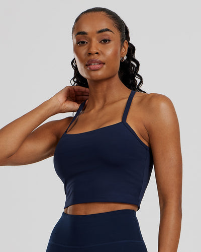 Essential Built-In Bra Crop Tank Top | Sapphire Blue