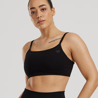 Motion Seamless Straight Neck Bra | Black