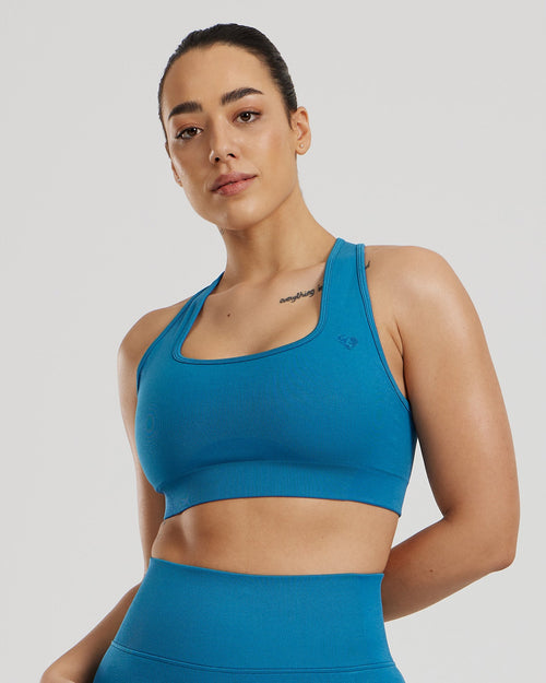 Motion Seamless Racer Back Bra | Peacock Blue