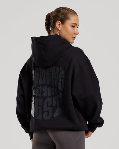 Comfort Oversized Statement Graphic Hoodie | Black