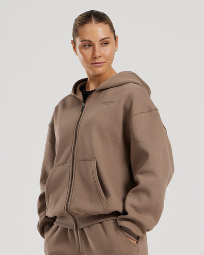 Comfort Oversized Zip-Up Hoodie Caribou Women's Best