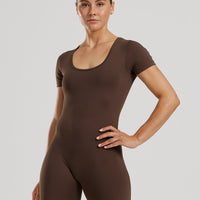 Essential Short Sleeve Unitard | Cocoa