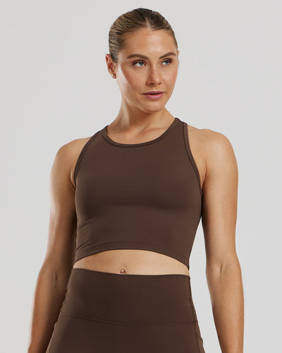 Essential Crop Tank Top Cocoa - Main Image