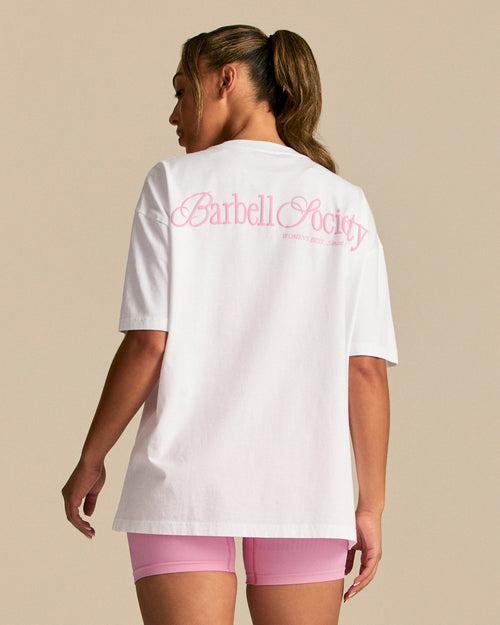 Comfort Oversized Barbell Society Short Sleeve T-Shirt | White