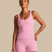 Essential Built-In Bra Scoop Back Tank | Candy Pink (1/6)