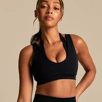 Power Double Layer Halter Bra | Black (1/6)