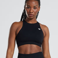 Power Seamless High Neck Bra | Black