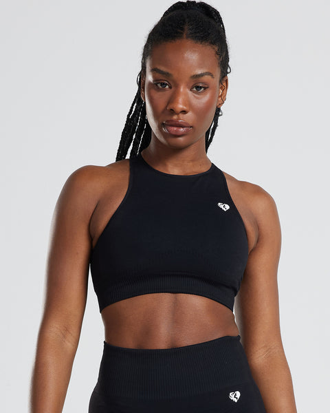 Asymmetric Sports Bra in Jet Black | Bo+Tee