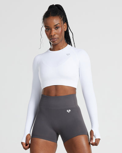 Crop Top Half Zip Womens Gym Top Define Seamless Half Zip Crop