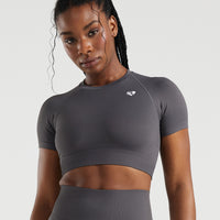 Power Seamless Short Sleeve Crop Top | Graphite
