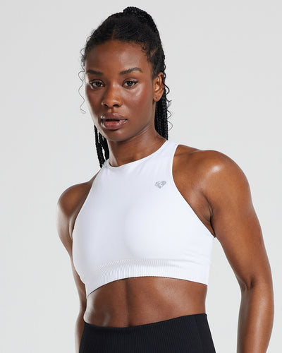 Power Seamless High Neck Bra White