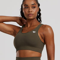 Power Seamless Adjustable Sports Bra | Dark Olive