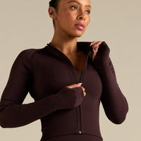 Define 2.0 Seamless Full Zip Midi Jacket | Cafe Noir