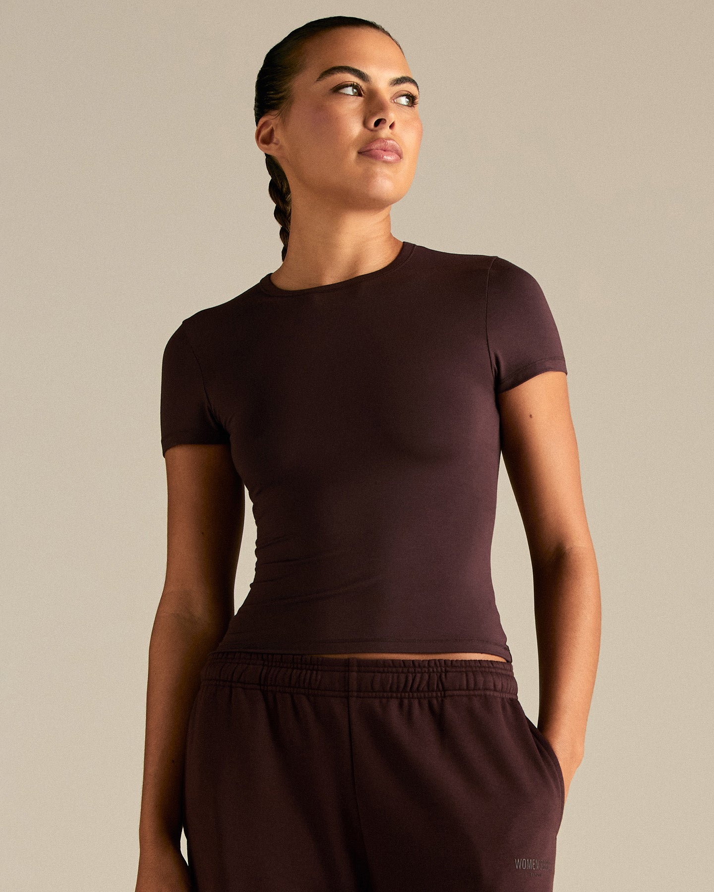 Smooth Contour Midi Short Sleeve T-Shirt | Cafe Noir