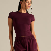 Smooth Contour Midi Short Sleeve T-Shirt | Merlot