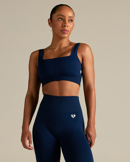 Power Seamless Open Back Mini Bra | Sapphire Blue