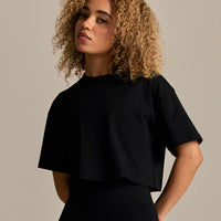 Comfort WB Logo Oversized Cropped T-Shirt | Black