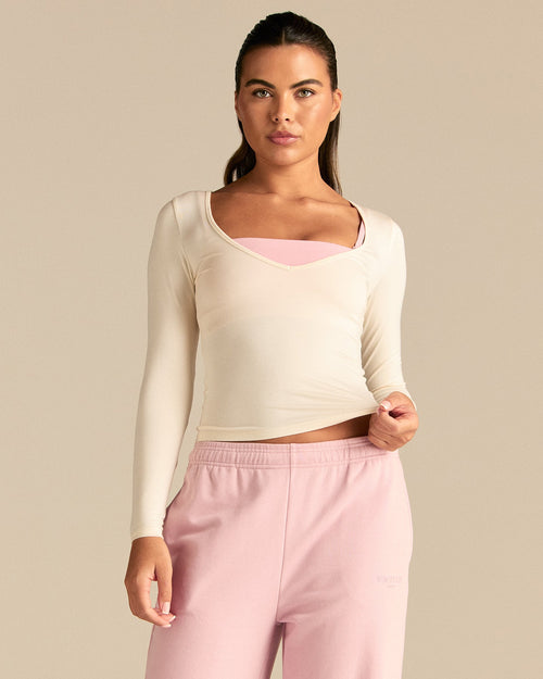 Smooth Contour Long Sleeve Reversible T-Shirt | Coconut White