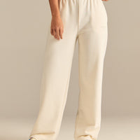 Comfort Lightweight Straight Leg Mid Waist Joggers | Coconut White