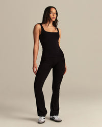 Smooth Contour Midi Square Neck Tank | Black