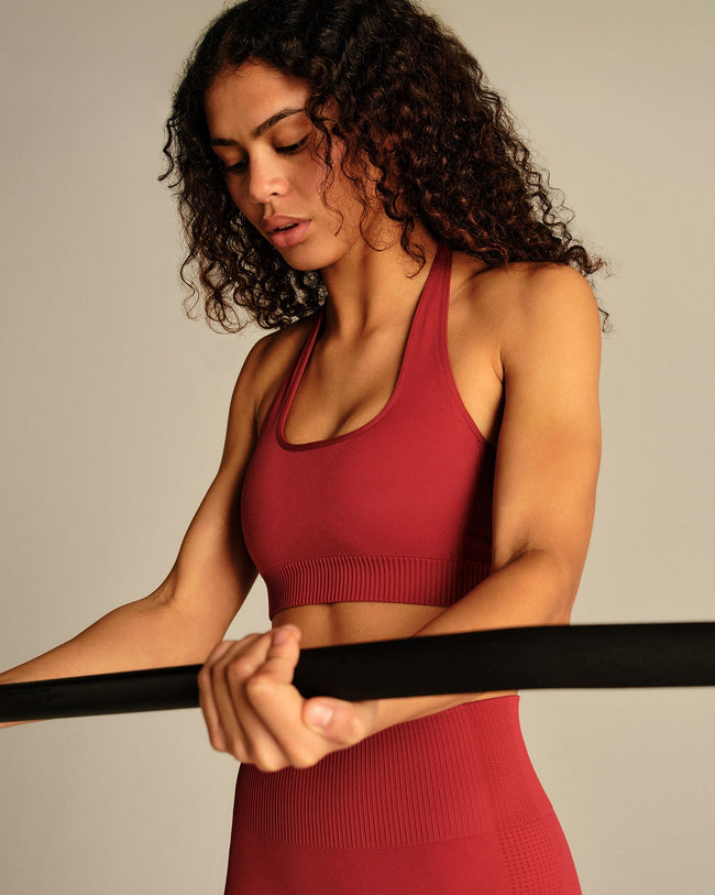 Power Halter Neck Bra | True Red